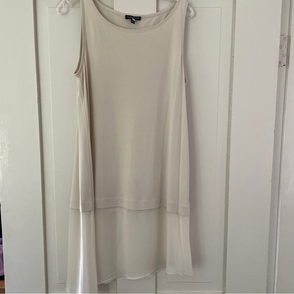 Eileen Fisher Cream Silk Jersey & Chiffon Tunic Top - Picture 10 of 10